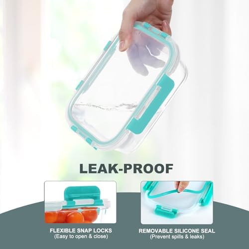 KOMUEE 10 Pack Glass Food Storage Containers with Lids, Green - Image 2