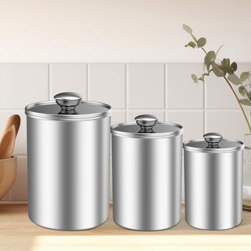 ENLOY 3-Piece Stainless Steel Food Storage Canister Set with Clear Lid - Image 6