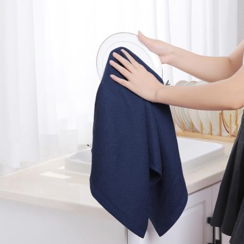Homaxy 100% Cotton Waffle Weave Kitchen Dish Towels 4-Pack, Dark Navy - Image 4
