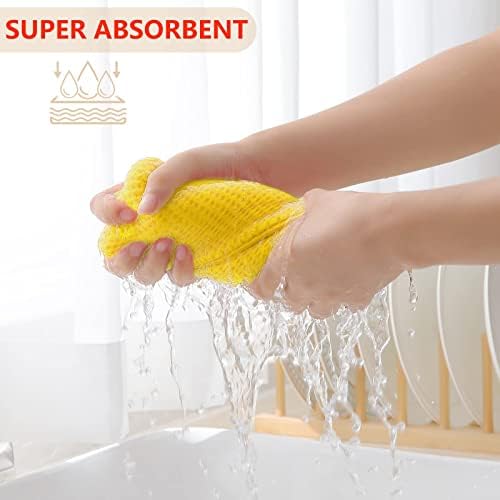 Homaxy 100% Cotton Waffle Weave Kitchen Dish Towels 4-Pack, Yellow - Image 3