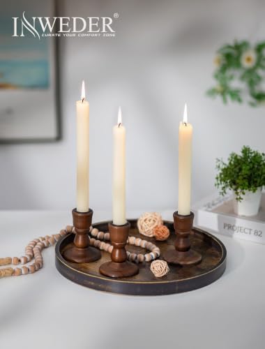 Wooden Candlestick Holders Rustic: Farmhouse Taper Candle Holder - Image 2