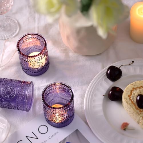 24 Pcs Purple Votive Candle Holders for Wedding Table Centerpieces, - Image 2