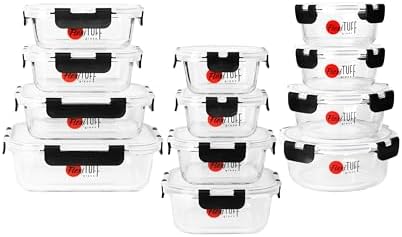 24pcs Set Food Storage Containers (12 Airtight & 12 Lids) | Glass Meal Prep Containers | Lunch Box | BPA Free, Leakproof Lids, Dishwasher, Microwave & Freezer Safe for Kitchen - Image 7