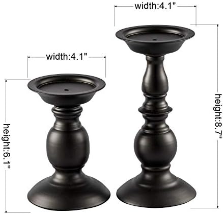 Black Metal Pillar Candle Holders Set of 2 - Image 2