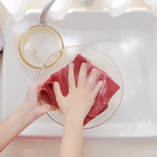 Homaxy 100% Cotton Waffle Weave Kitchen Dish Cloths 18-Pack, Brick Red - Image 4