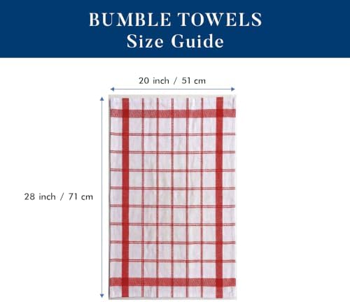 Premium Kitchen Towels 6 Pack 100% Cotton, 20"x28" Dish Towels - Red Check - Image 2