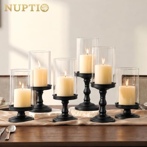 NUPTIO Pillar Candle Holder for Halloween: Hurricane Glass Candleholder - Image 3