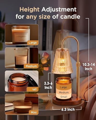 Candle Warmer Lamp with Dimmer & Timer, Adjustable Height for Jar Candles, Birthday Gifts for Mom Women Sister, Wax Warmer for Jar Candles (2 Pack) - Image 6