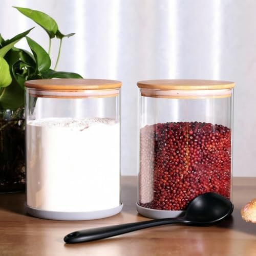 Set of 2 Large Glass Food Storage jar, 100 FL OZ (3000ml) Glass Flour Canister with Airtight Bamboo Lids for Kitchen Corner, BPA-Free Flour Container for Sugar, Ground Coffee, Rice and Dry Food - Image 6