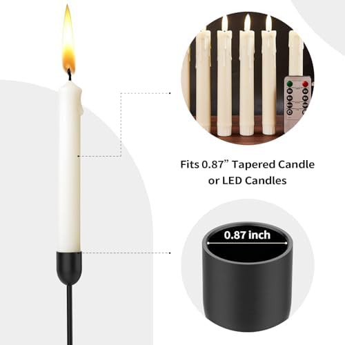 ChefBee 3PCS Black Tall Taper & Pillar Candle Candlestick Holder - Image 4