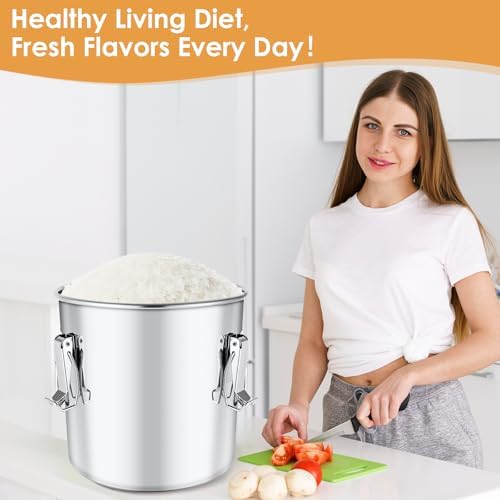 304 Stainless Steel Food Containers with Lids,21L/40LBS Airtight Food Storage Containers with Lock Clips for Flour Rice Sugar Coffee Bean,Stainless Steel Food Storage Containers for Kitchen - Image 6