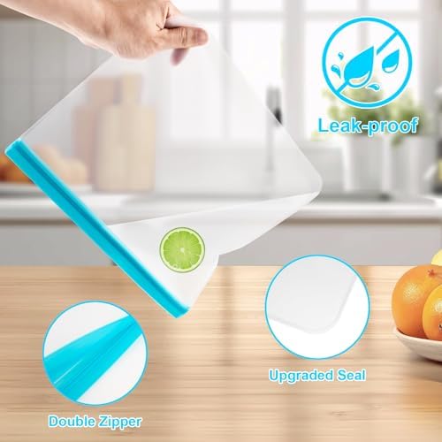 12 Pack Reusable Freezer Bags Dishwasher Safe, Leakproof Food Storage Bags, Silicone Bags for Food Storage Home Organization (4 Reusable Snack Bags 4 Sandwich Bags 4 Gallon Freezer Bags) - Image 3