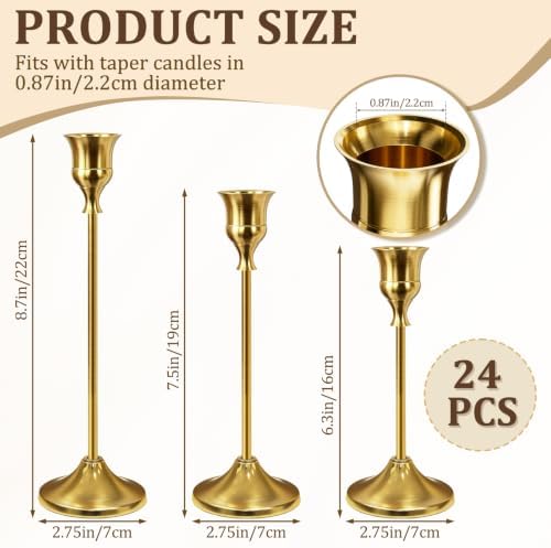 24Pcs Gold Taper Candle Holders, Vintage Centerpieces Candlestick Holder - Image 3