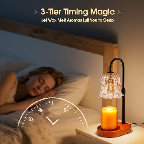Candle Warmer Lamp Adjustable Timer Electric－Amber Flower Shaped Melting Wax Lamp - Image 4