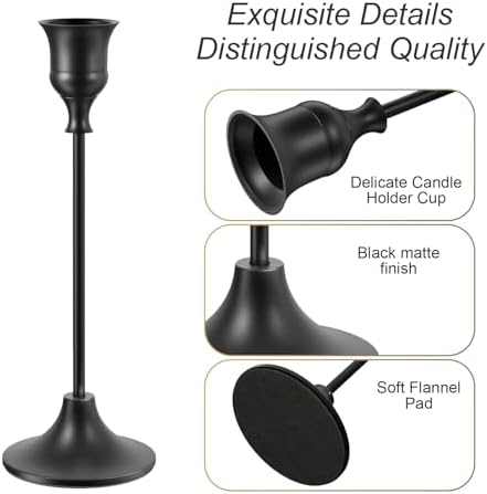 NLBTW Set of 12 Black Taper Candle Holders, Candlesticks Holders Bulk Decorative，Vintage Candlestick Holder Decorative Metal Candle Sticks Home Decor Centerpieces for Table Mantel Festive Decorations - Image 4