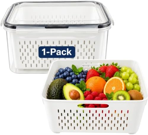 1 Pcs Large Fruit Storage Containers for Fridge Food Storage with Colanders by Unknown