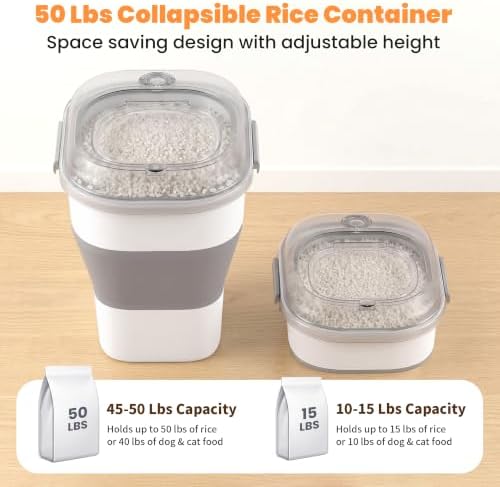 50 Lbs Rice Storage Container, Collapsible Pet Food Container - Image 2