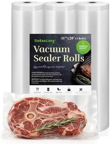 Kitchen Essentials, Vacuum Sealer Bags 3 Rolls 11"x20' Freezer Bags by xinbaolong