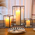 PHOSPHOR Glass Hurricane Candle Holder Set of 3 PCS Black Hurricane Candleholders for Wedding Party Holiday Birthday Home Decor Lanter by PHOSPHOR