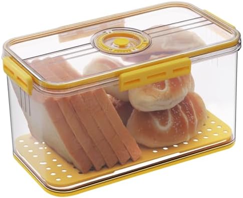 Gifhomfix Bread Box Airtight Bread Boxes for Kitchen Counter, Time Recording Bread Storage Container with Lid, Bread Holder for Homemade Bread, Toast, Bagel, Donut and Cookies, Yellow by Gifhomfix