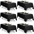 Decorelia Black Faux Linen Tablecloths for Rectangle 8 Ft Table-6 Pack, Washable Polyester Rustic Rectangular Fabric Cloth Table Cloth Cover for Wedding,Outdoor,Events,Party,Banquet, Dining 60x84 Inch by Decorelia