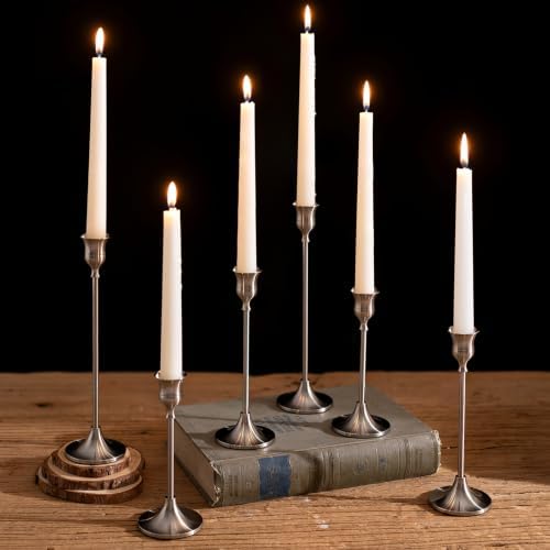 NUPTIO Candlestick Holders Vintage Decor: Silver Taper Candle Stick Holder - Image 5
