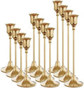 NLBTW Set of 12 French Gold Candle Holders for Taper, Vintage Candlestick Holder Decorative Metal Candle Sticks Home Decor Centerpieces for Table Mantel Festive Decorations by NLBTW