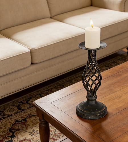 Vintage Metal Pillar Candle Holder for Table Decor - Image 5