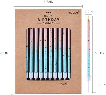 PHD CAKE Pink Blue Gold Long Thin Birthday Candles, Cake Candles, Birthday Parties, Wedding Decorations, Party Candles - Image 6