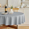Decorelia Linen Texture Round Tablecloths 60 Inch, Decorative Waterproof Farmhouse Table Cloth Anti-Scratch Soft Cover for Holiday, Banquet,Dining& Kitchen Table (60 Inch,Round (2-4 Seats), Cool Grey) by Decorelia