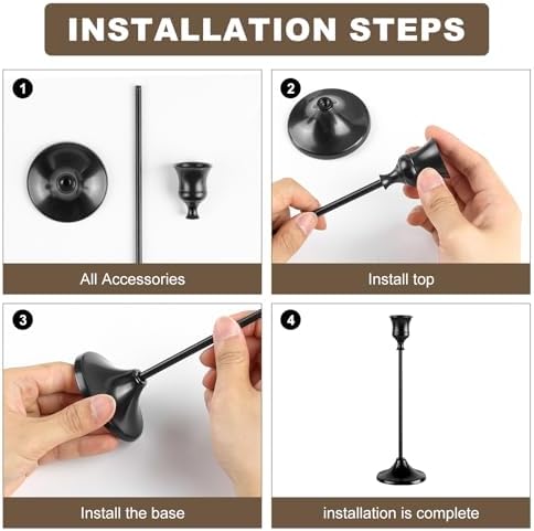 Candlestick Holders 4 Sets(12 Pcs), Black Candle Holders with Anti-Slip Pad, Metal Taper Candle Holder, Candle Holder for Wedding Fireplace Mantel Housewarming Gift - Image 3