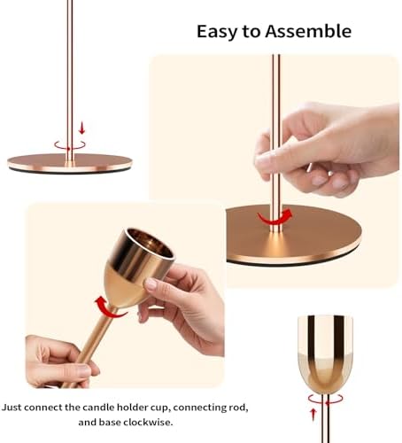 ChefBee 6PCS Gold Tall Taper & Pillar Candle Candlestick Holder - Image 5