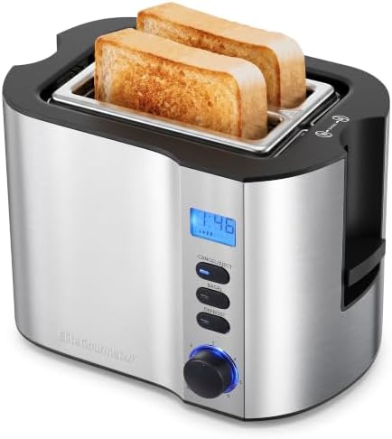 Elite Gourmet 2-Slice Toaster, Extra-Wide Slot, 6 Settings, Warming Rack by EliteGourmet