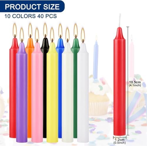 YOROXRG 40 Pack Spell Chime Candles-4 Inch Multi-Colored Taper Candles Sticks-for Home Decor Kitchen Decor Wedding Decoration-10 Colours - Image 2