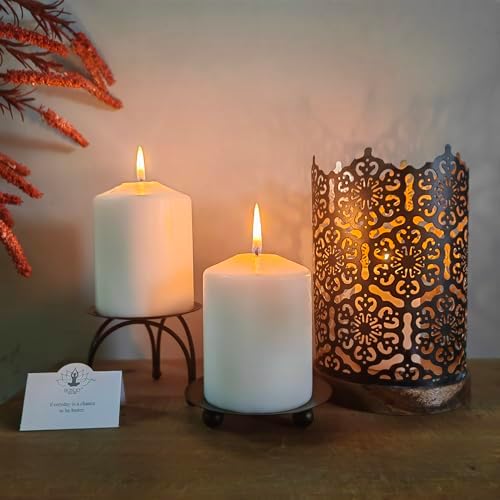 Hosley® Metal Diamond Cut Design Candle Holder 7.5 Inch High, Black Gold Perfect for Home Decor, Lighting, Wedding, Parties, Gifting - Image 4