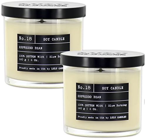 Lulu Candles | Espresso Bean | Luxury Scented Soy Jar Candle | Hand Poured in The USA | Highly Scented & Long Lasting (6 Oz. 2 Pack) by LULUCANDLES