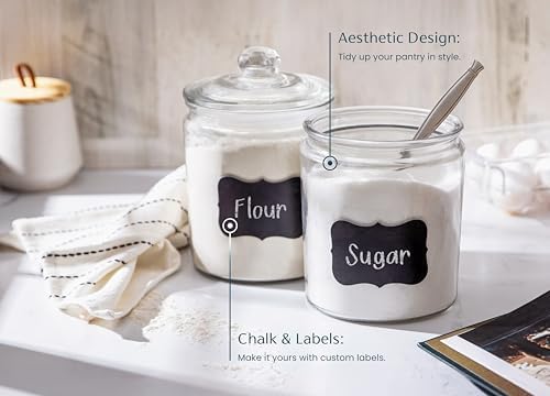 KooK Glass Storage Containers with Lids, 1/2 Gallon, Set of 2, Glass Kitchen Jars, Food & Cookie Storage Containers for Pantry, Bathroom Apothecary Canisters, Dishwasher Safe, Chalk, Label, Scoops - Image 3