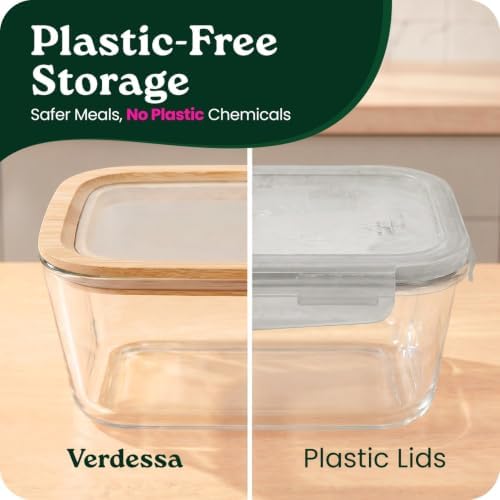 Large Glass Food Storage Containers Set with Glass Lids & Bamboo Rim – Set Of 2, Plastic Free Glass Meal Prep Containers for Lunch, Eco Friendly Food Storage, Microwave & Oven Safe - Image 6