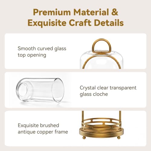 Candle Holder with Flameless Candles & Glass Dome, Set of 3 - Image 5