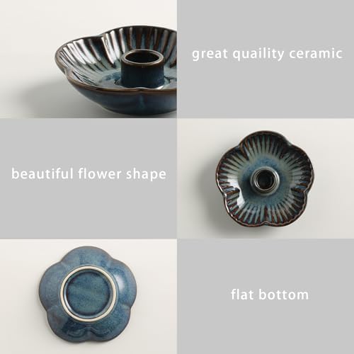 Ceramic Taper Candle Holder, 4.72 in Polished Round Base Tray - Image 4