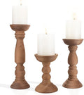 BANOMII Farmhouse Wooden Candle Holders for Pillar Candles Set of 3, Rustic Wood Candle Holder Table Centerpiece Decor, 12'' 9'' 6'' Vintage Tall Candle Stand Decorative, Brown by BanomiiHome