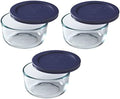 Pyrex 7200 2-Cup Glass Bowl & 7200-PC Dark Blue Lid (3-Pack) - Made in USA by Pyrex