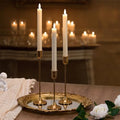 Gold Candlestick Holders, Brass Metal Taper Candle Stick Holders Set of 3 by Batoslee