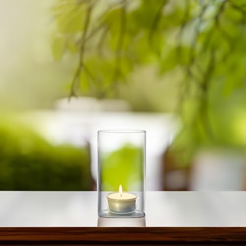 WGVI Hurricane Candle Holder Sleeve, Wide 5", Height 8", Clear Glass Cylinder Candleholder, Chimney Tube, Open Ended Candle Shade, 1 Piece - Image 4