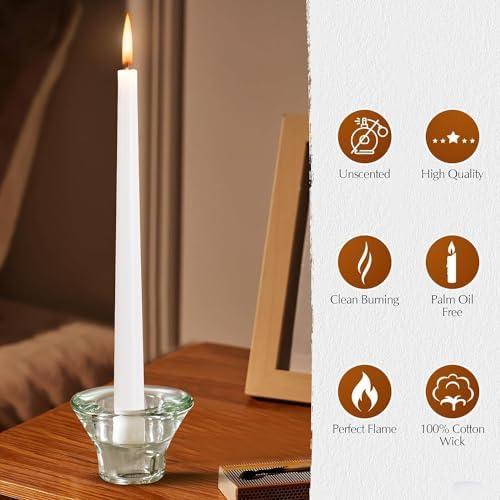 WPONSZU 16 Pack White Taper Candles, 7-8 Hours Burn Time, Unscented, Smokeless and Dripless, 4/5 x 10 Inch for Christmas,Household,Dinner,Wedding,Valentine's Day,Party and Home Décor Candlesticks - Image 6