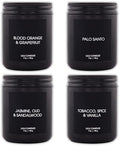 Lulu Candles | 4 Pack Scented Candles Gift Set | Gift Set for Home, Men, and Women | Jasmine, Oud & Sandalwood, Blood Orange & Grapefruit, Tobacco, Spice & Vanilla, and Palo Santo (4PCS - 7 Oz/Each) by LULUCANDLES