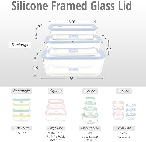 Urban Green Glass Food Container Set with Silicone Glass Lid, 3 Pack, Airtight, LeakProof, 100% Plastic Free, Meal Prep Food Storage Containers - Image 2