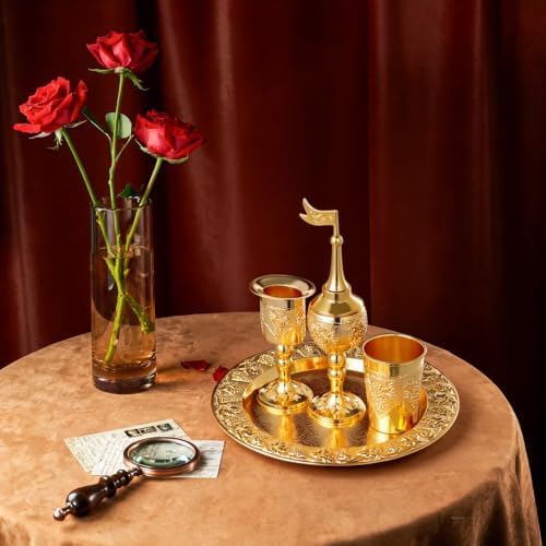 4-Piece Havdallah Set, Shabbat Havdalah Set with Candle Holder, Kiddush Cup, Spice Box, Retro Decorative Wine Set for Home Synagogue, Gold - Image 3