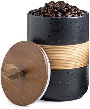 Miamolo Coffee Container, Ceramic Coffee Jar with Wood Lid for Coffee Bar by Miamolo