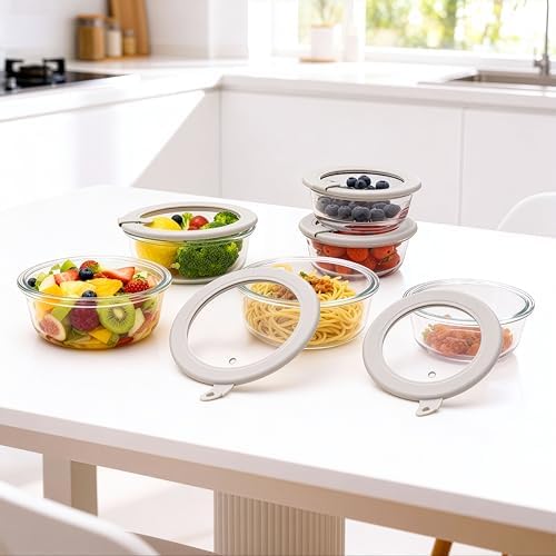 Glass Food Containers with Glass Lid, Microwave Safe Food Storage Container Set, 6 Pack, Large Size Airtight Storage Set with Leak Proof Lids, Meal Prep Containers - Image 6
